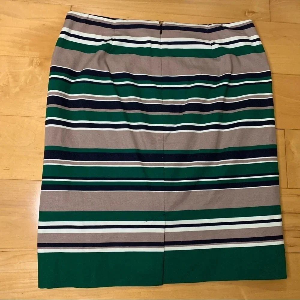 Talbots Pencil Straight Skirt Womens Size 8 Green Black Brown Stripes Career